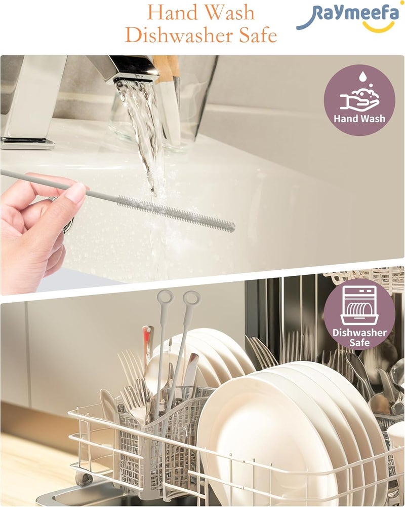 Raymeefa Silicone Straw Cleaner Brush (2-Pack),Extra Long Pipe Cleaners for Standard Straws,Compatible with 30/40 oz Tumbler Straws,Scratch-Free & Easy to Clean(Khaki) - Image 3